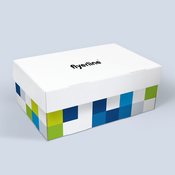 Custom-printable Box with hinged, self-locking lid