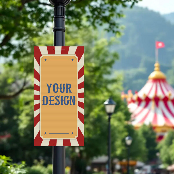 Affiche légère tout temps® publicitaire sur un lampadaire