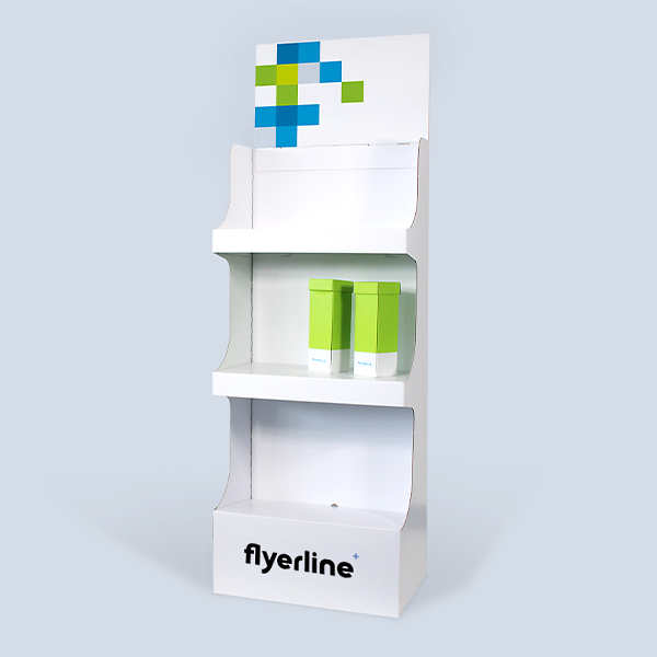 White Floor Display with shelves for retail spaces