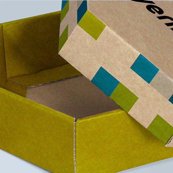 Brown six-sided Slip Lid Box with its lid open
