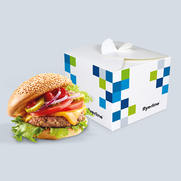 Grosse bedruckte Burgerbox für Hamburger zum Mitnehmen