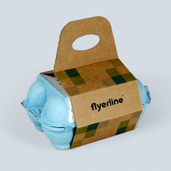 Porte boîte à œufs brun personnalisable avec boîte à œufs bleue