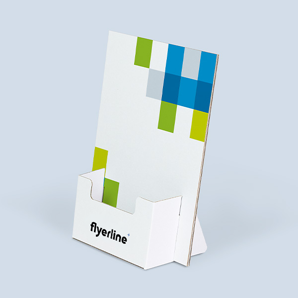 Custom-printable white Flyer Stand - DIN A6 for trade fairs