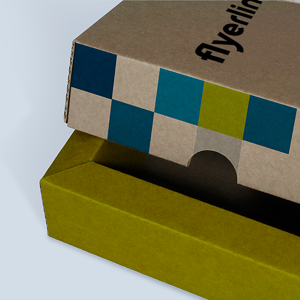 Détail d’un Carton cloche brun avec couvercle ouvert
