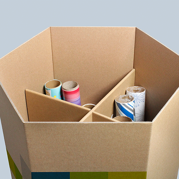 Compartiments de l’Organiseur de papier cadeau brun pour rouleaux