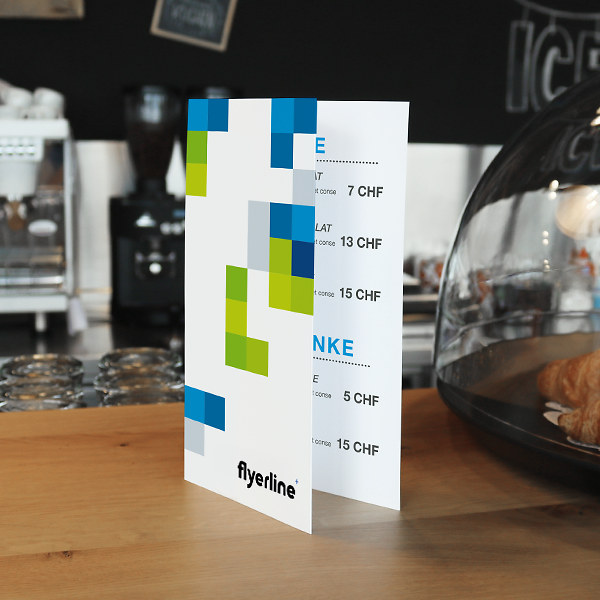 Z-fold menu displayed on a restaurant table for easy menu presentation