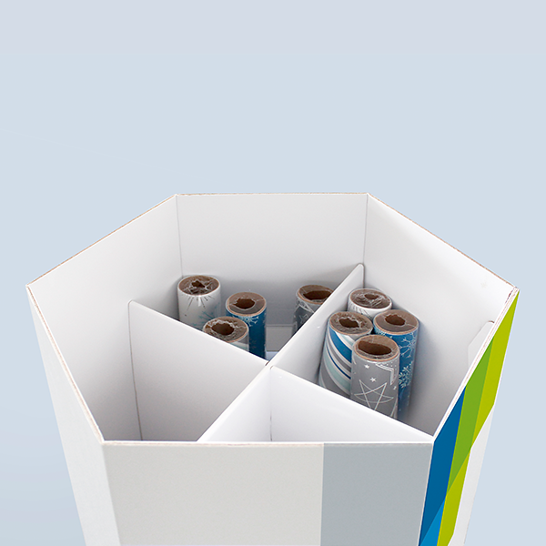 Compartiments de l’Organiseur de papier cadeau blanc pour rouleaux