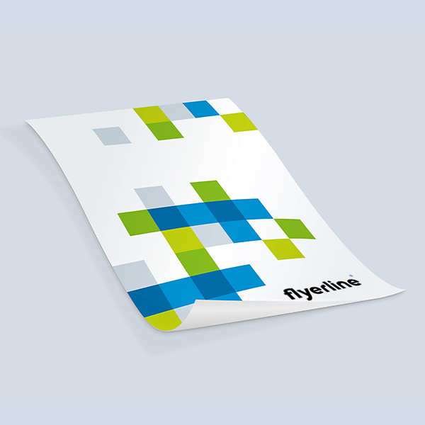 Bedrucktes OneSheet Plakat mit farbigem Design und leicht gewelltem Papierrand
