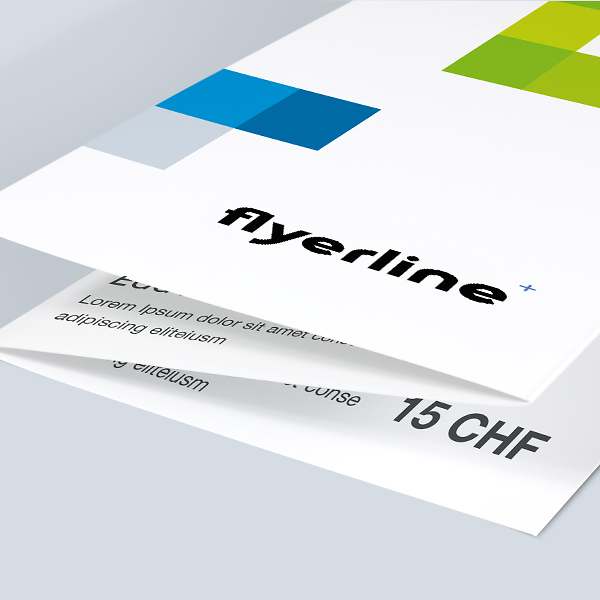 Close-up of a folded menu with logo and high-quality paper edge