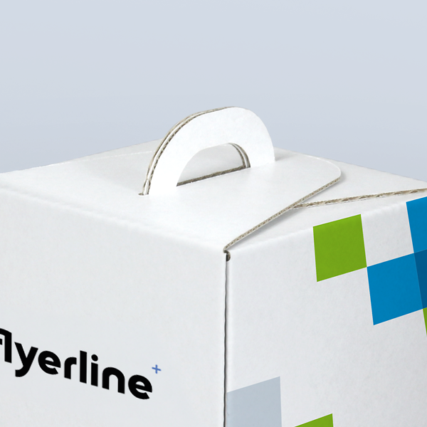 Close-up of the carrying handle on large cardboard Panettone Packaging