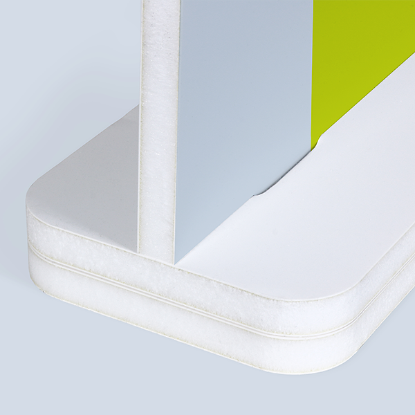 Close-up of the sturdy base of a Table Partition