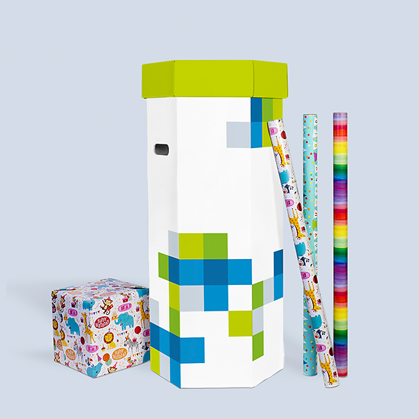 Organiseur de papier cadeau blanc personnalisable pour rouleaux