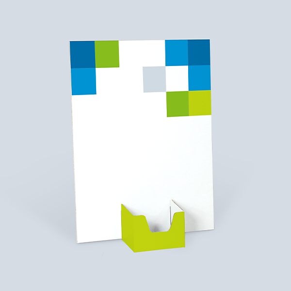 Custom-printable white Business Card Holder Portrait for trade fairs