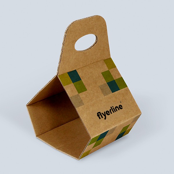 Porte boîte à œufs brun vide avec poignée et motif imprimé