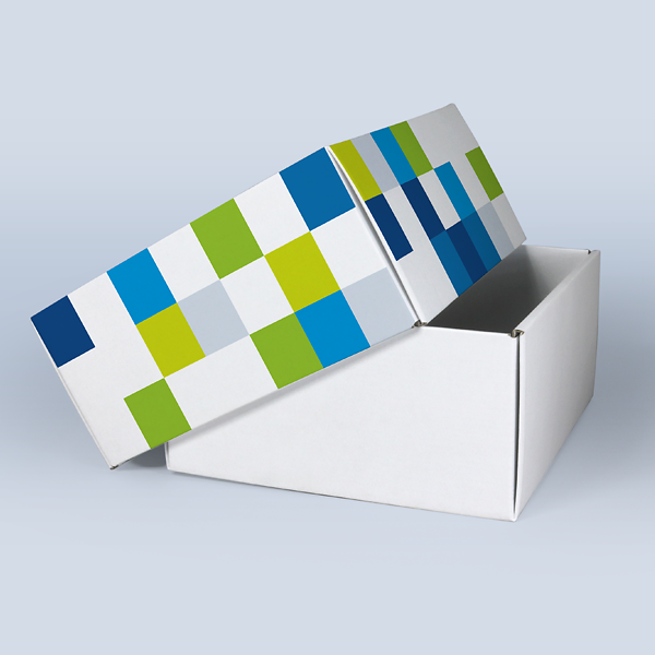 Carton cloche blanc avec couvercle ouvert