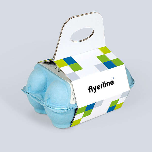 Porte boîte à œufs blanc personnalisable avec boîte à œufs bleue