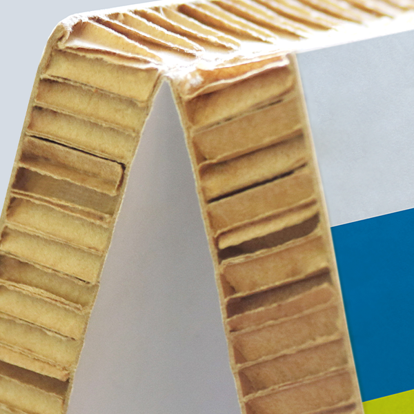 Close-up of the cardboard structure of an A1 Customer Stopper