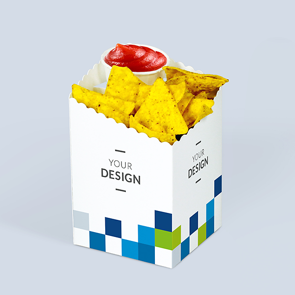 Boîte petite avec support pour sauce, chips et coupelle de dip