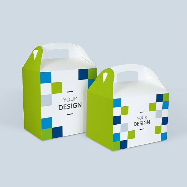Printed Cardboard Lunchboxes in two sizes for snacks and takeaway