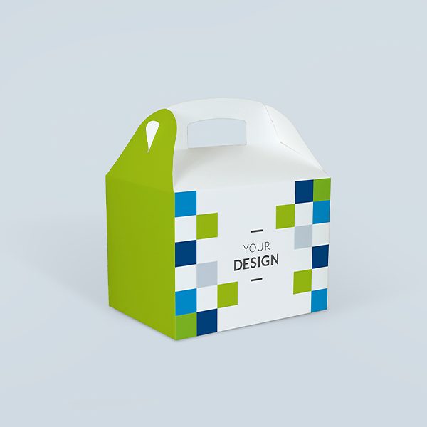 Small printed Cardboard Lunchbox with Handle for takeaway